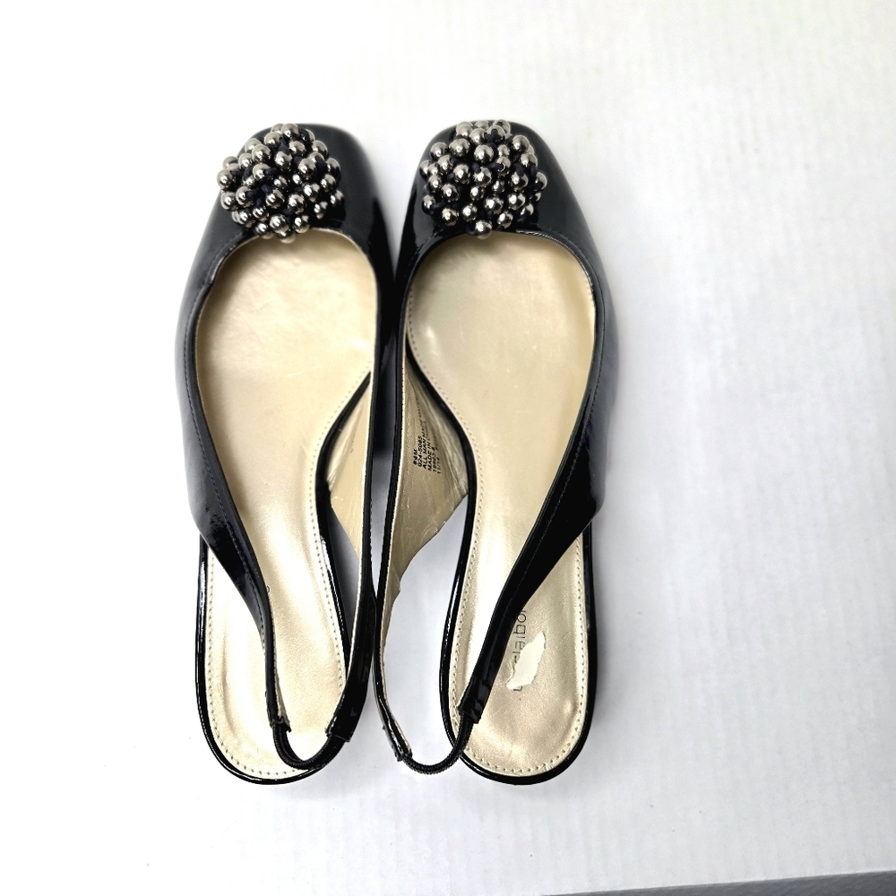 Liz Claiborne Sling Back Shoes. Black Patent, 8.5 M. - Picture 9 of 12